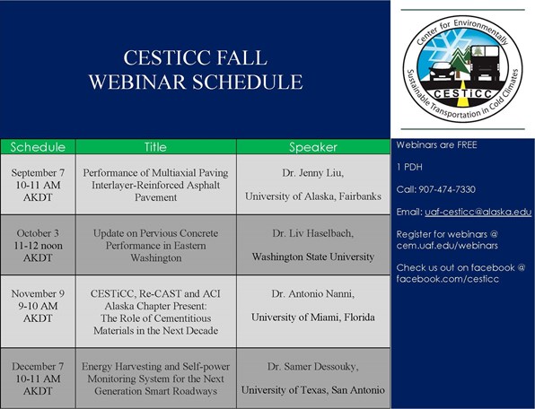CESTiCC Fall Webinar Schedule